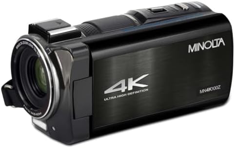 Minolta 4K Ultra HD Camcorder with 3.5-inch Touchscreen – 10x Optical Zoom, 28MP Photos, Digital Stabilizer, Accessory Shoe Mount, Time Lapse, Face Detection, 32GB Card, Remote Control (Black) - Image 2